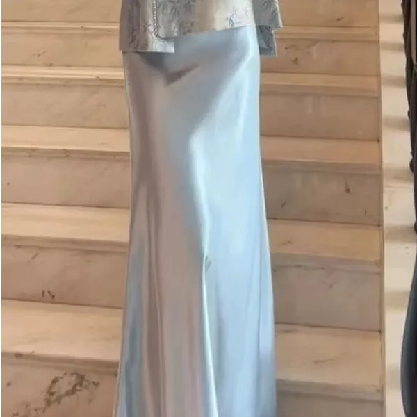 新中式夏季醋酸薄款显瘦修身长款简约款气质高腰裙鱼尾裙女