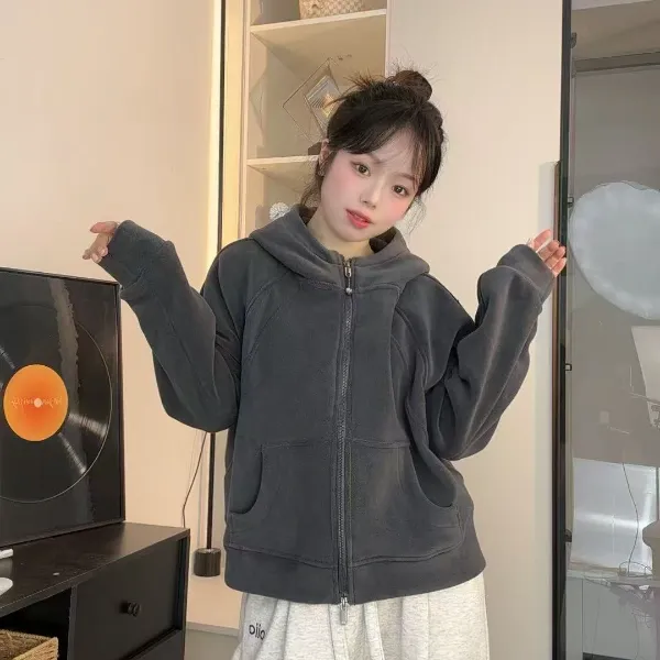 秋冬韩系小外套奥粒绒百搭休闲宽松设计感小众女款外套X