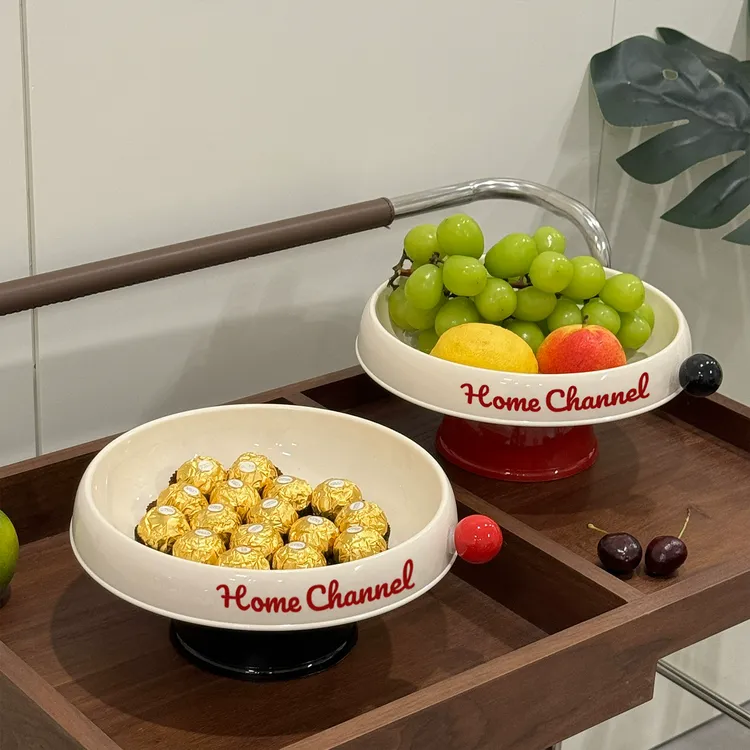 美学果盘高脚沥水盘新年客厅干果糖果盒高档茶几多巴胺水果盘