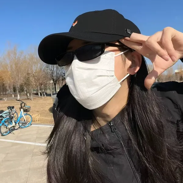 PRBLMS刺绣弯檐棒球帽情侣鸭舌帽可调节帽子时尚休闲大头围显脸小