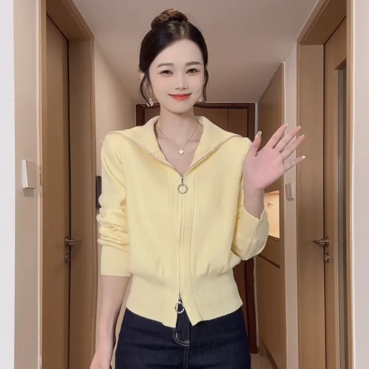 针织衫女装2025秋条针织宽松百搭时尚减龄韩版早秋宽松百搭开衫衫
