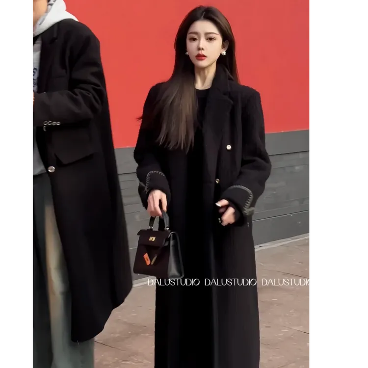 【全智贤】白鸭绒毛呢冬季气质时尚轻奢呢子大衣