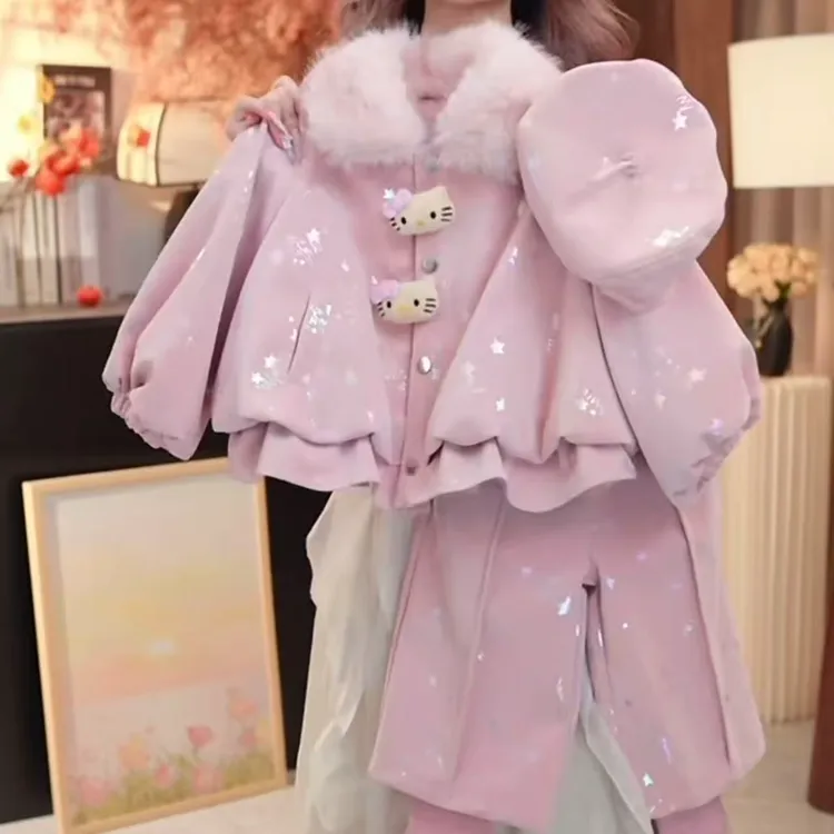 女童冬季套装韩版新款洋气儿童皮衣加绒保暖网红小女孩冬天一整套