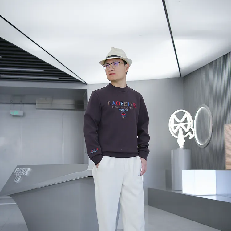 【老斐爷欧品】2025冬款男款圆领休闲百搭帅气高级简约刺绣卫衣长袖