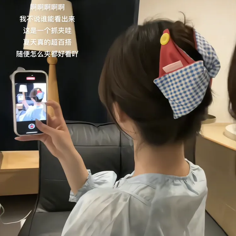 元气满满韩系甜美少女风蝴蝶结鲨鱼夹韩系可爱百搭发饰头饰发夹
