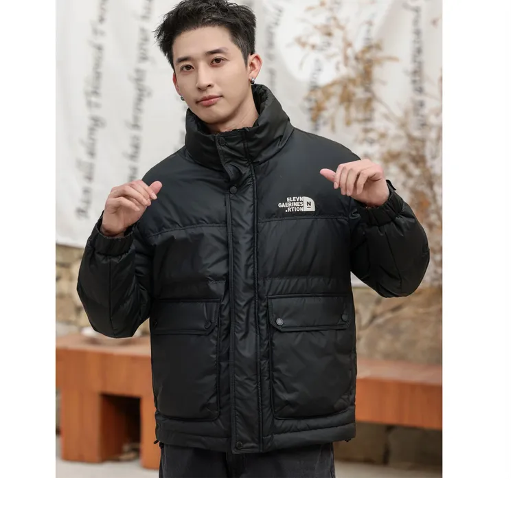 【摩登美拉德90白鸭绒羽绒服】冬新款立领肤感字母加厚男外套-8521