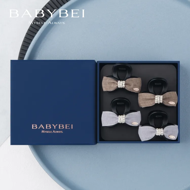 【专属价】BABYBEI/初贝西西高亮珠小号抓夹发夹蝴蝶结甜美西装灰色咖色优雅