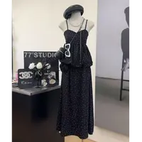 【南韩小波点】轻奢高定吊带上衣+半裙套装+头花-2535
