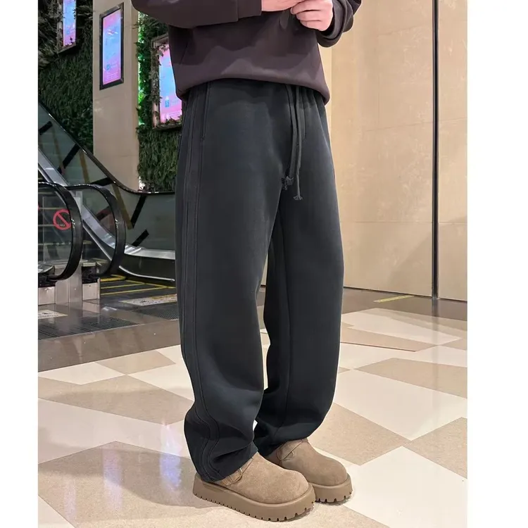 男士轻奢潮流时尚百搭宽松舒适简约纯色高端气质痞帅复古休闲裤