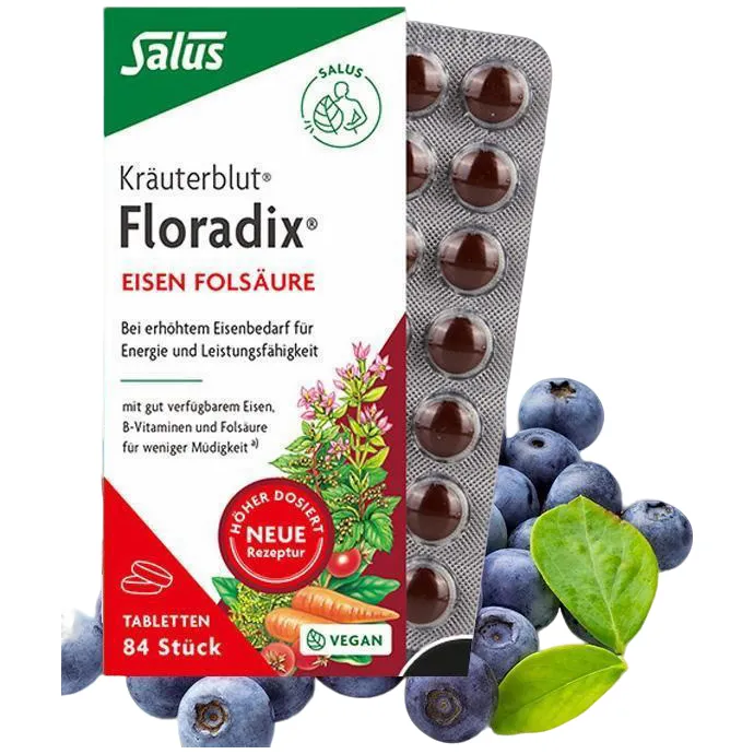 Salus莎露斯德国红版铁元片剂补铁片铁元素女孕妇补叶酸气血84片