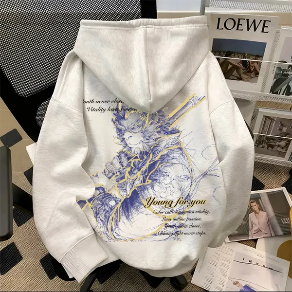 重磅500克纯棉齐天大圣孙悟空动漫印花vintage连帽卫衣高级感舒适