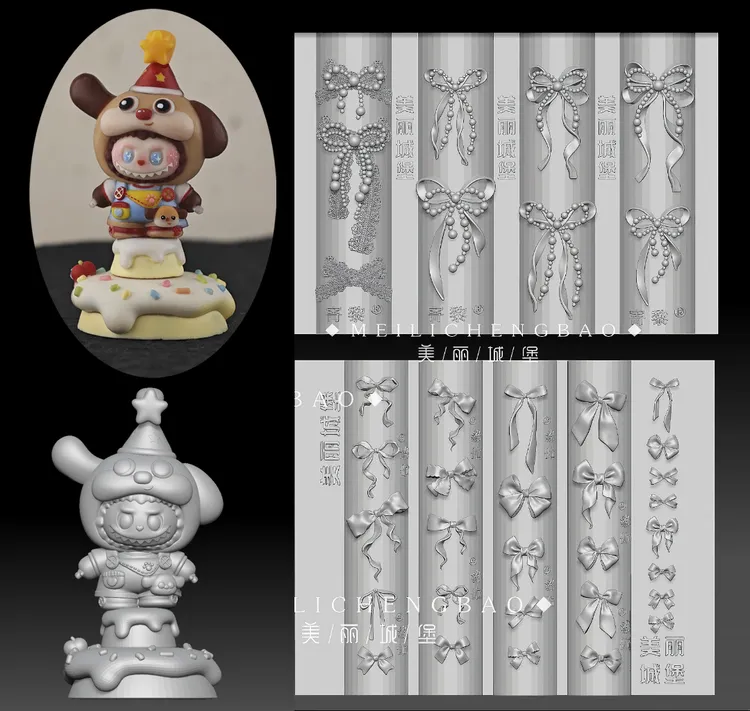 美丽城堡正版美甲模具灵动蝴蝶结蕾丝珍珠雕花拉布布甲托硅胶磨具