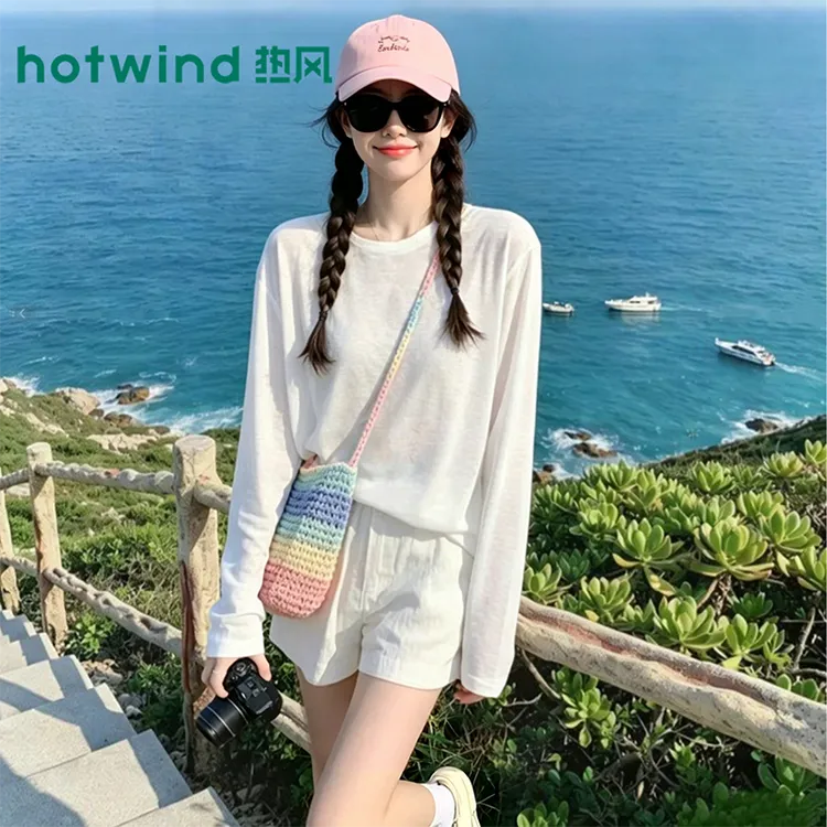 Hotwind/热风长袖T恤女2026夏季新款薄款设计感潮流时尚薄款罩衫商品图