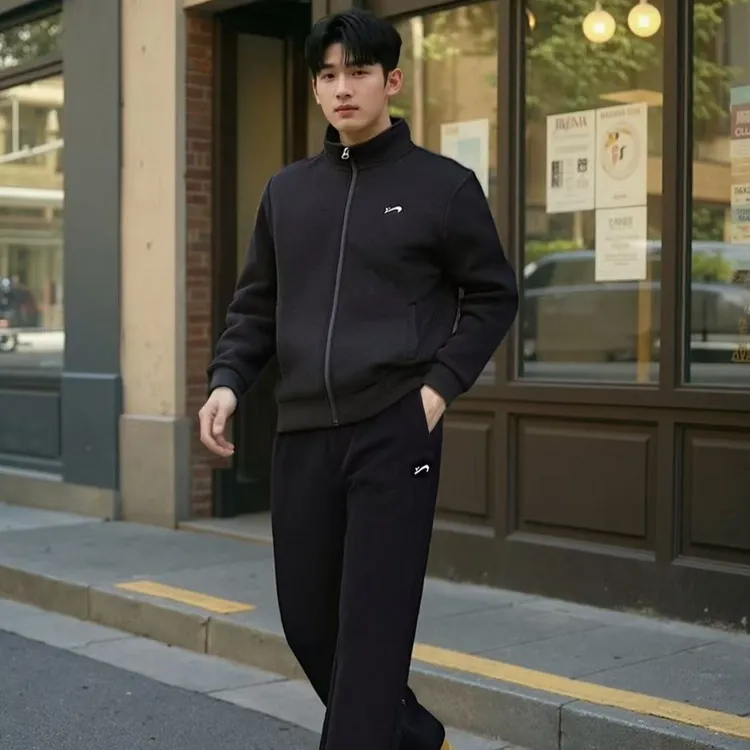 【秋季新款-情侣套装】贵人鸟男女休闲透气户外针织跑步运动套装