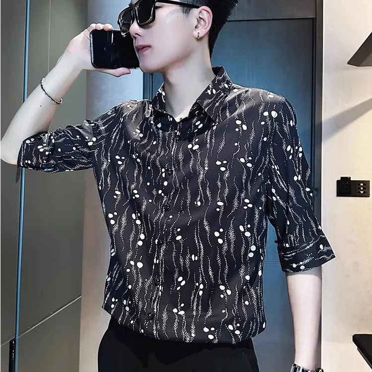 Cardanro/卡丹路冰丝衬衫男休闲薄款短袖男款新款夏装半袖上衣男 