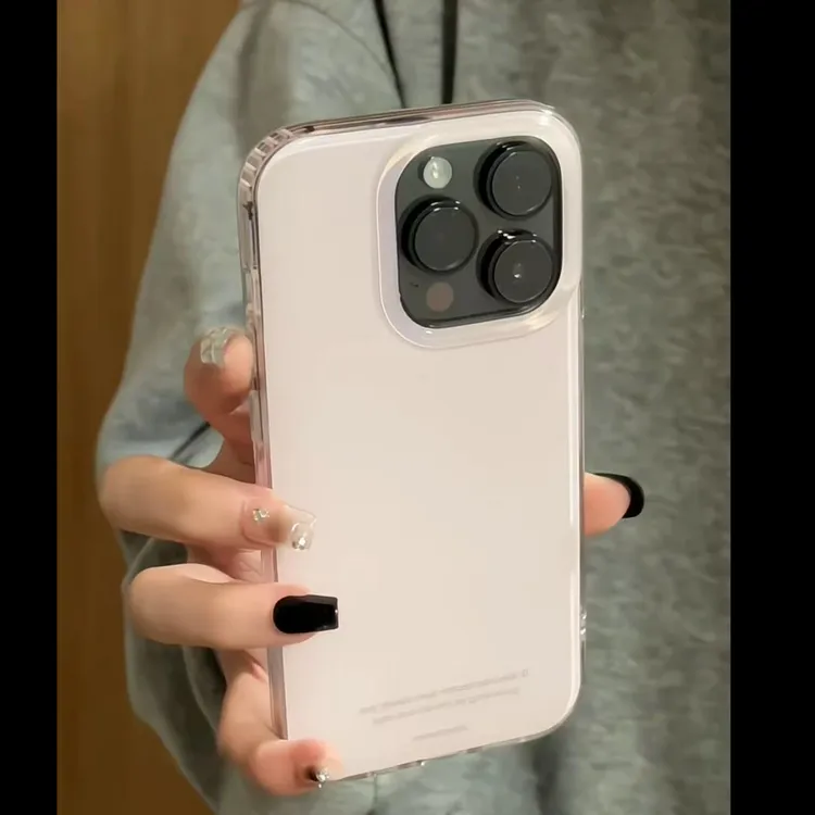 浅粉英文适用于苹果16promax/15大孔白色IMD手机壳手机壳16pro