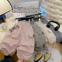 休闲裤男女童拼接百搭防蚊裤休闲风夏款儿童工装裤松紧带宽松长裤