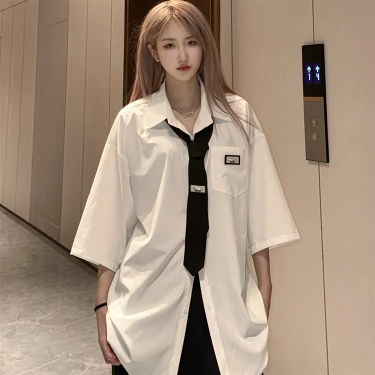 dk衬衫短袖冰丝衬衫短袖男女夏季防晒速干衬衣外套学院风情侣半袖