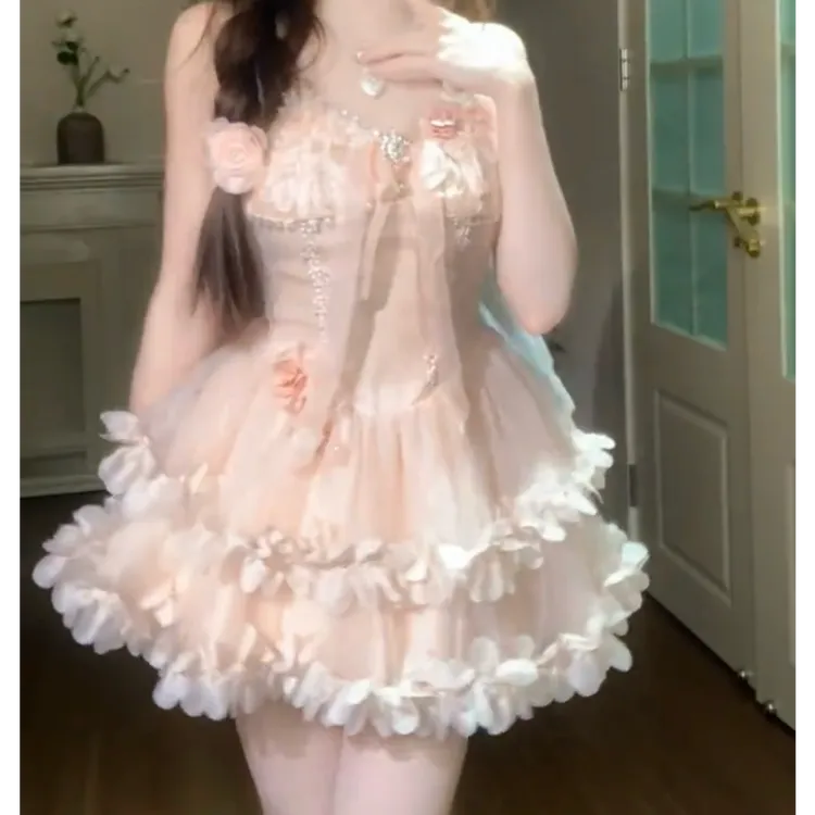 月光仙子 夏季新款纯欲风甜美温婉大方小众设计感收腰显瘦连衣裙