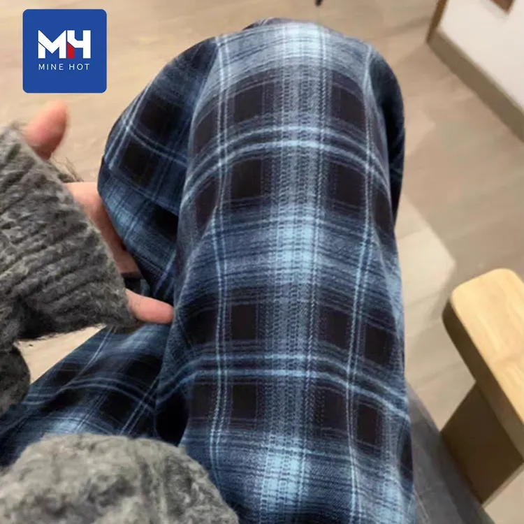 唐狮集团MH格纹裤子女2025春秋新款香蕉宽松阔腿裤百搭大码格子裤