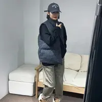 NIU ZI 四方小格按扣马夹#01