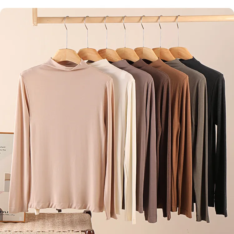 2025早秋款时尚百搭气质长袖中领打底衫  6077  CC