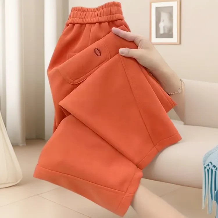 小个子加绒显瘦卫裤女秋季新款高腰宽松直筒哈伦裤显瘦休闲运动裤