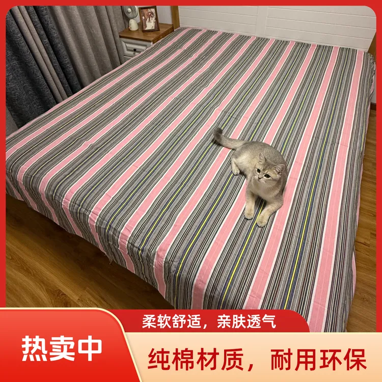 经纬颂纯棉细纱色织粗布床单柔软加厚凉席低价吸汗透气粗布床单