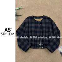 SIMIDA诗觅  韩系高级感格纹羊毛外套