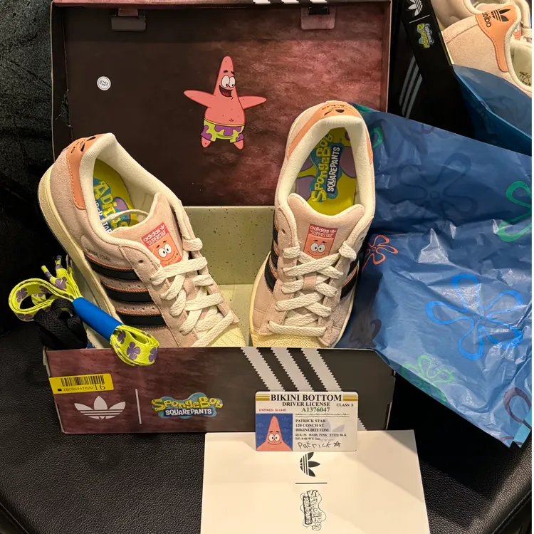 adidas 海绵宝宝联名款经典贝壳头板鞋运动鞋JQ6778