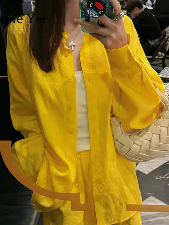 【现货】Janie Yee"玫瑰私服" 高定100进口雨露衬衫短裤套装