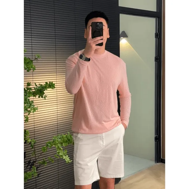 长袖上衣防晒针织夏季圆领薄款夏季情侣透气舒适百搭时尚防晒衣  