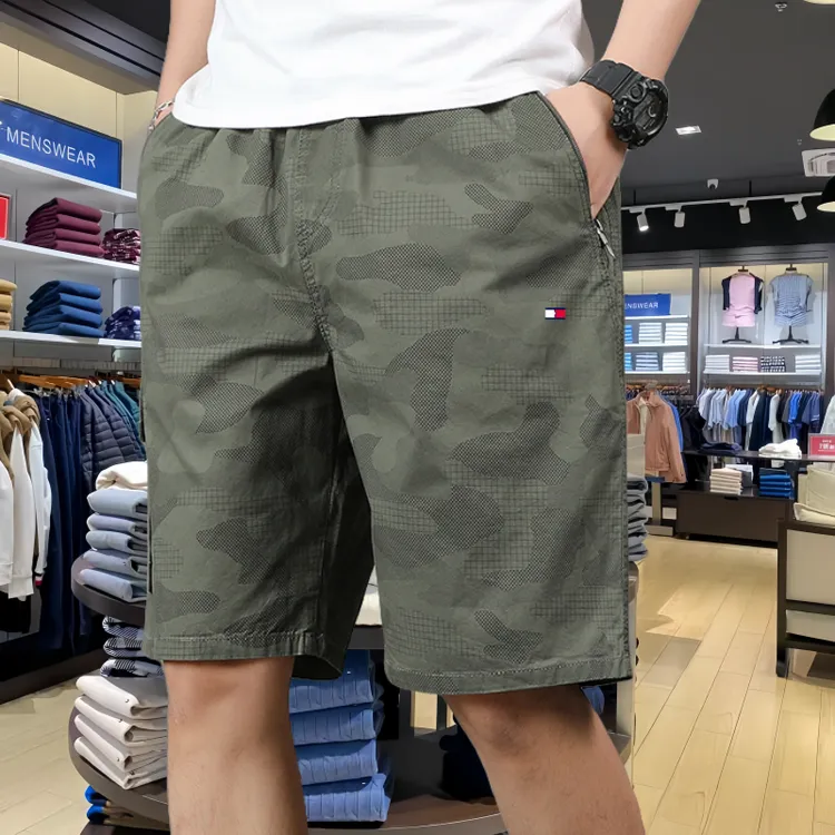 正品Tommy汤米夏季迷彩工装短裤男士休闲裤纯棉五分裤外穿中裤男