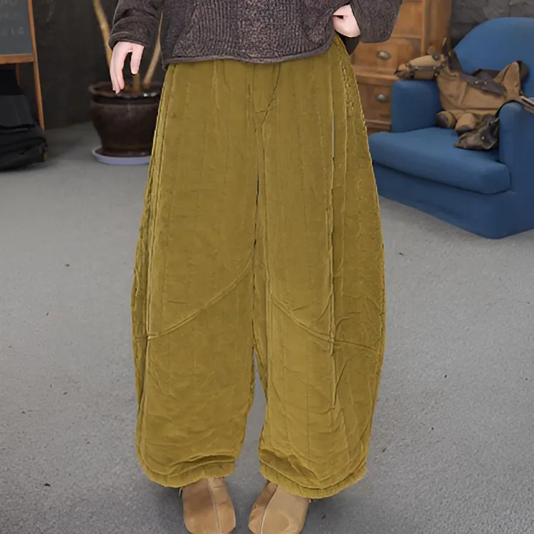 【条绒棉裤】做旧保暖磨毛九分裤阔腿裤休闲裤中国风冬季复古长裤