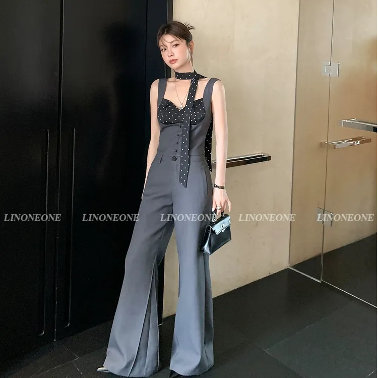 夏季职业穿搭两件套假两件上衣辣妹性感御姐风喇叭裤收腰套装女