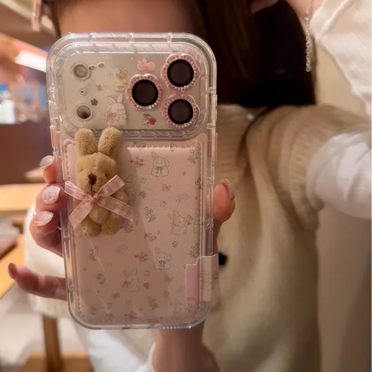 ins碎花立体小兔适用iPhone17promax手机壳苹果17pro/16pro/15pro