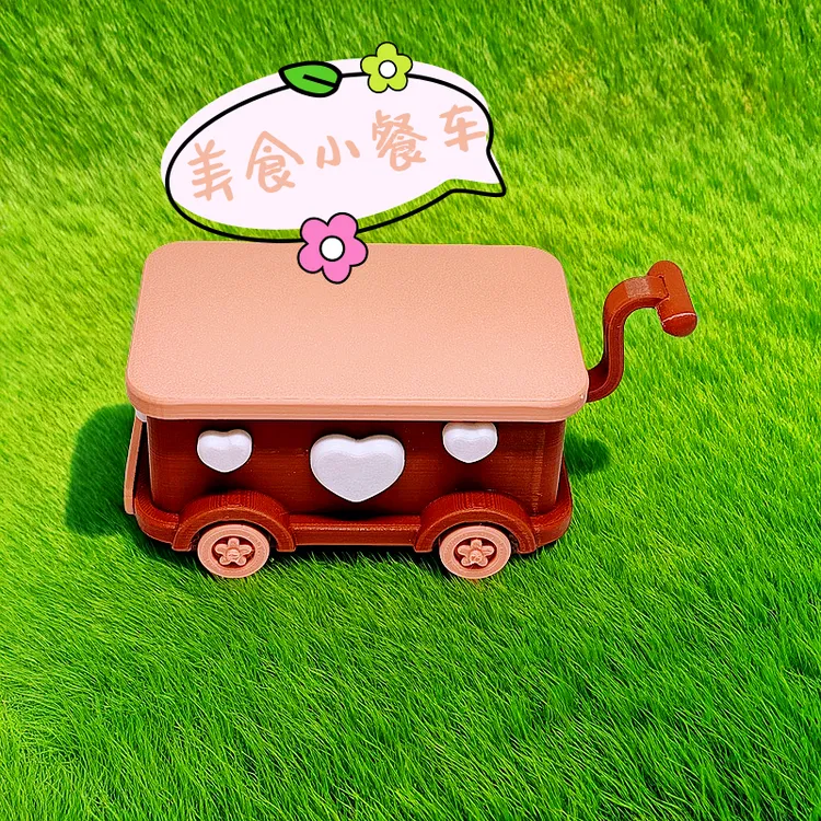 创意可爱奶油风爱心小货车桌面小摆件装饰品日式工位搭配娃娃家