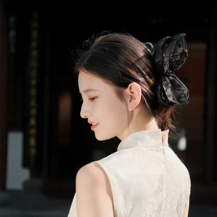 抓夹气质法式夹子黑色百搭优雅