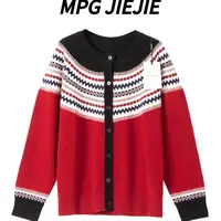 MPG JIEJIE【古着里】25早秋绵羊毛拼接法式图案开衫