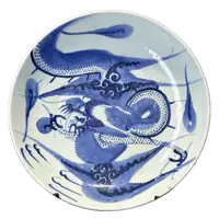 25081501x青花过墙龙纹盘