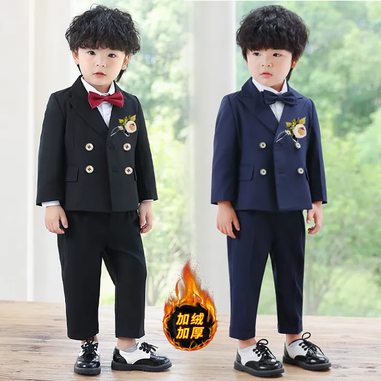 男童宝宝大童周岁花童小西装套装主持人英伦风男孩西服钢琴演出服