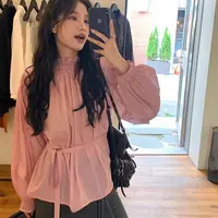 高端货~两穿定染粉色重工艺条纹上衣女设计感宽松薄款衬衫