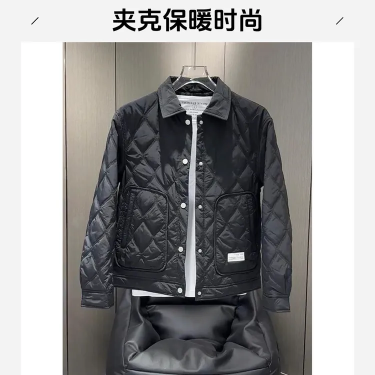 灏吉弧百搭休闲翻领夹克外套男士加厚保暖夹克时尚休闲夹克