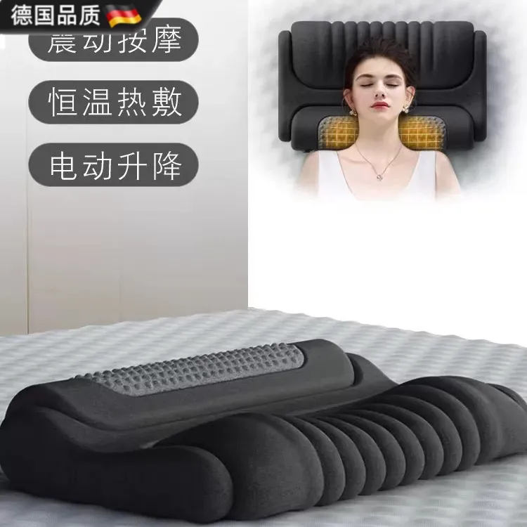 德国颈椎护颈枕加热按摩热敷枕充气囊枕头圆柱形记忆棉睡眠枕商品图