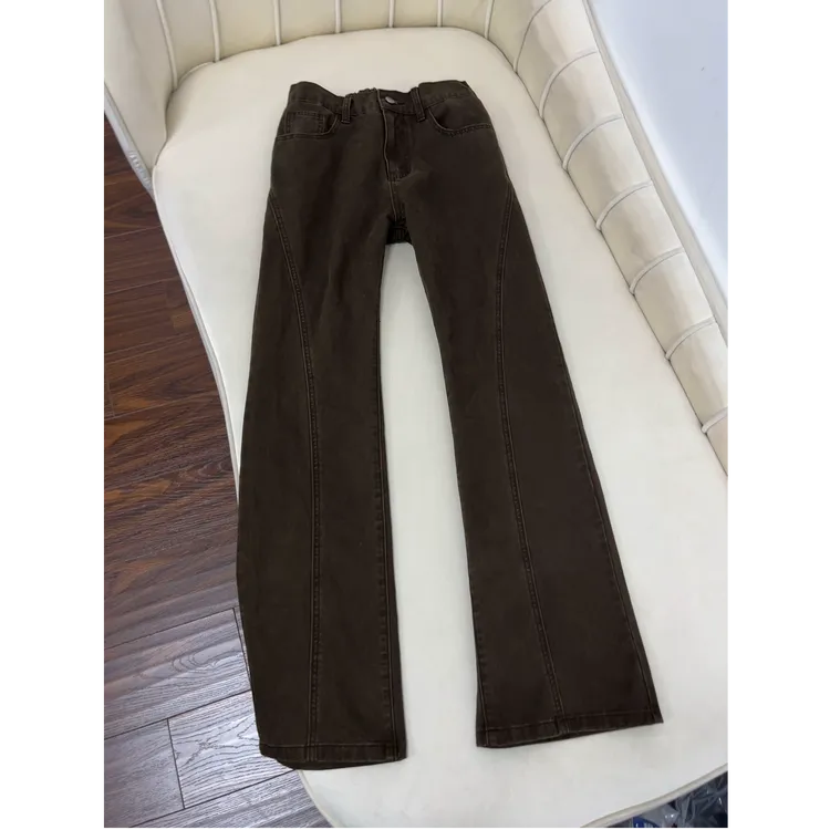 《喆维为男生量身定做的一条纯棉牛仔裤》加绒直筒微喇斜切工装裤子