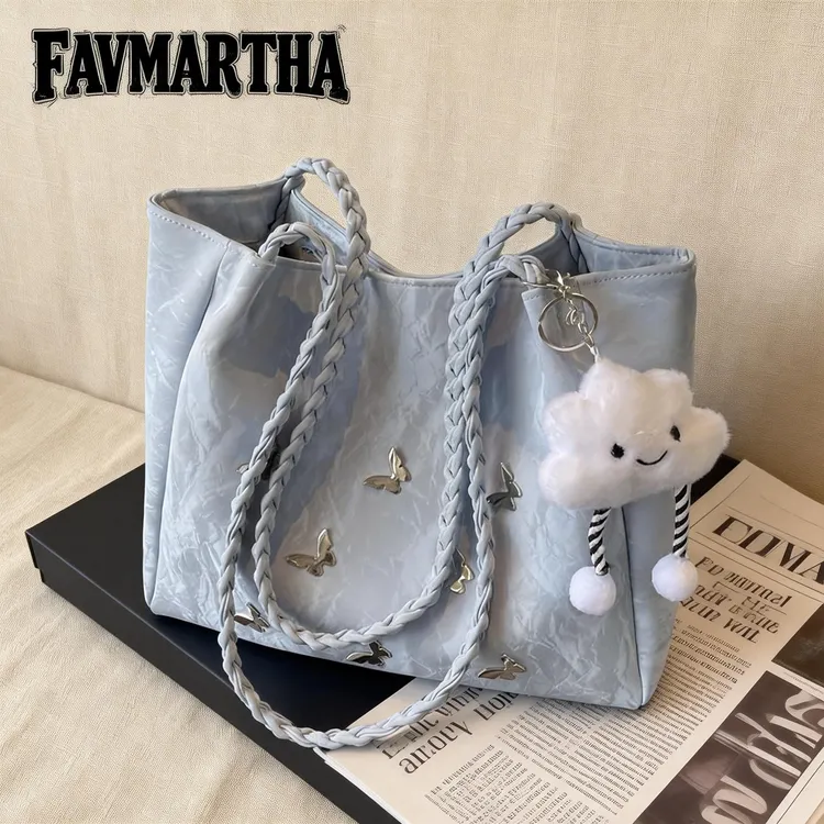 FAVMARTHA大容量包包女2025新款时尚小众蝴蝶单肩包学生上课通勤