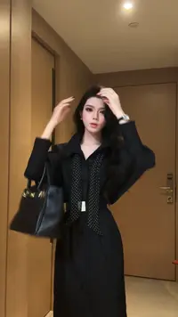 【轻熟泡泡】气质时尚网红百搭显瘦设计感衬衫裙送腰带送丝巾9160款