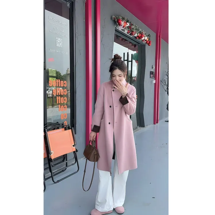 【山羊绒+天丝】③快衣布小个子气质立领双色羊绒大衣8802