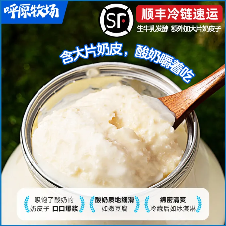 【顺丰包邮】呼原牧场奶皮子老酸奶内蒙古特产地道草原风味口感丝滑