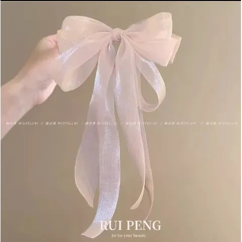 飘带发夹后脑勺弹簧夹发饰品高级感优雅网红超仙超大女蝴蝶结头